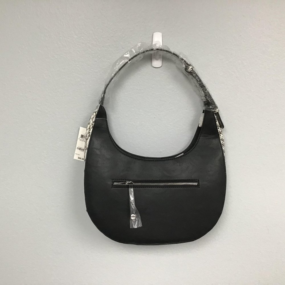 ALFANI Women's Circle Hobo Bag - BLACK/SNAKE TRIM - Style 100009104700 - NWT